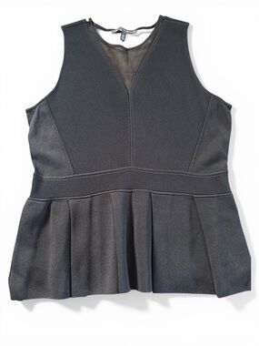 White House Black Market Black Ribbed Peplum Tank